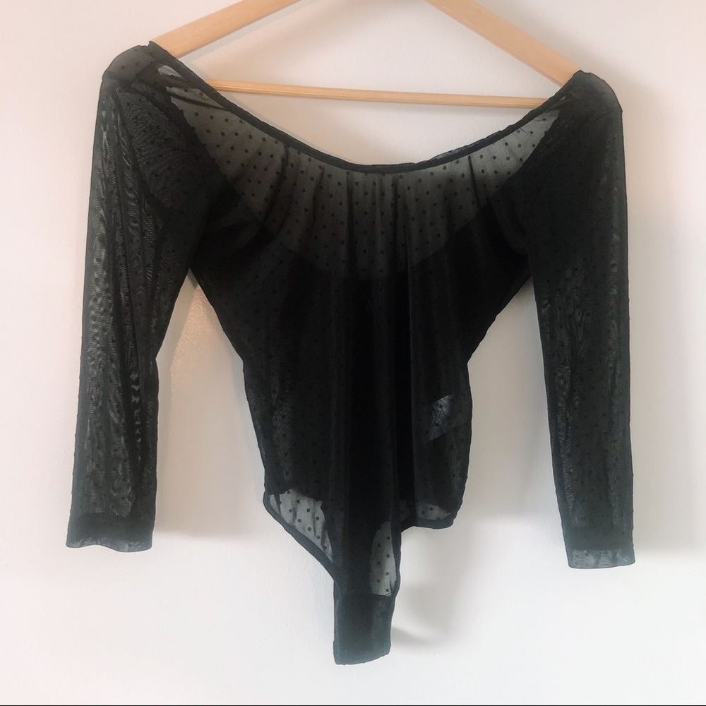 Motel Polka Dot Mesh Bodysuit